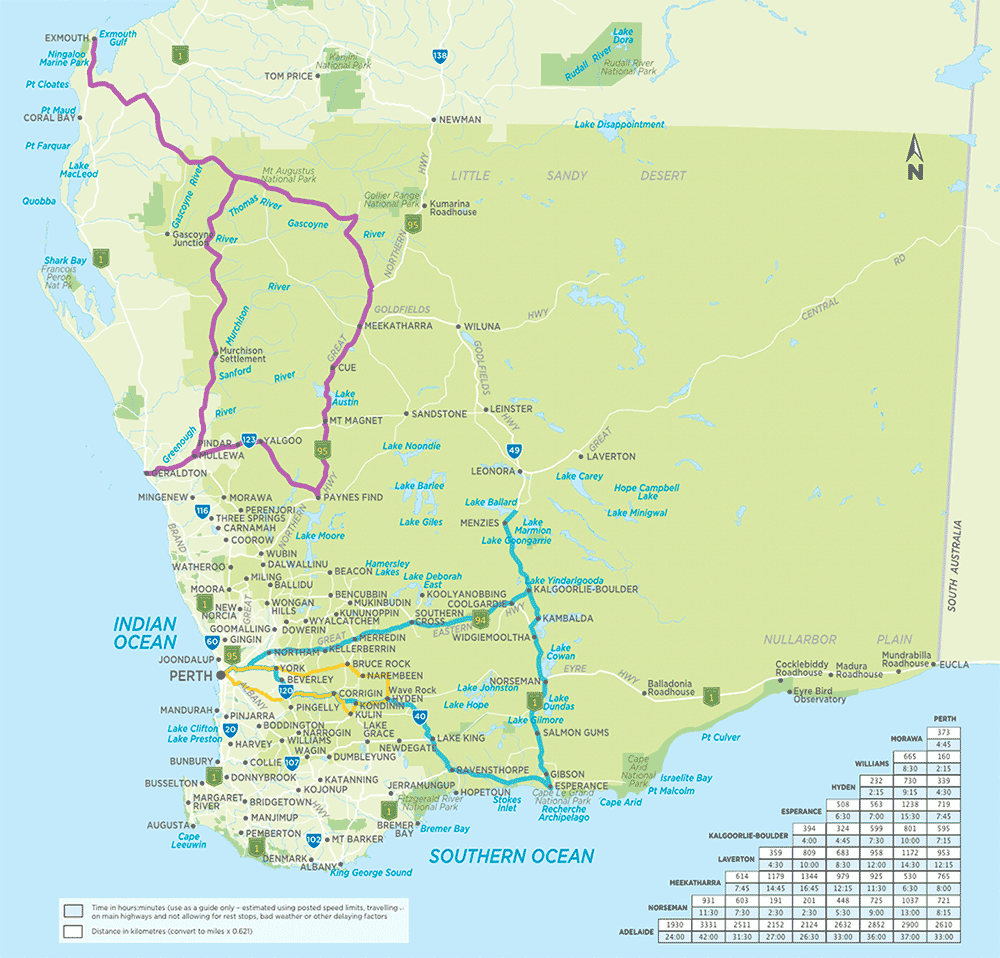 Golden Outback WA self-drive map