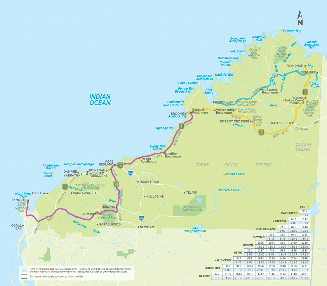 North West WA self-drive map