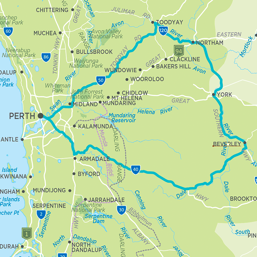 Perth self-drive map