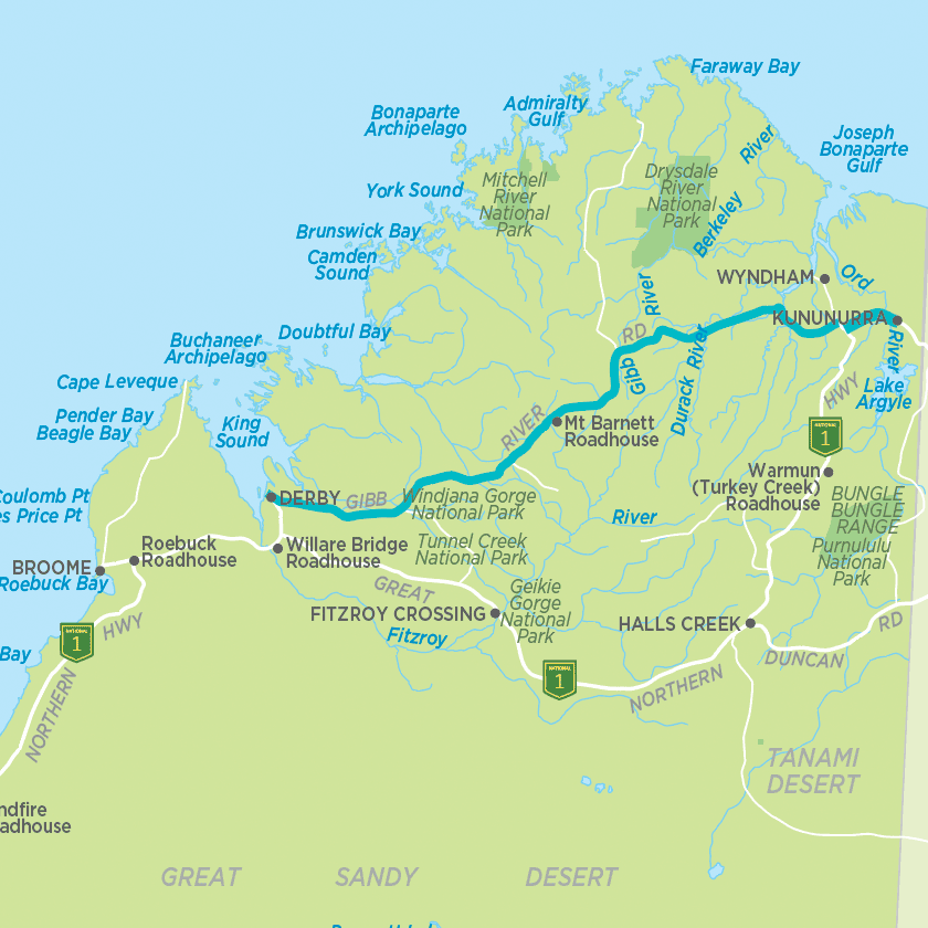 North west WA self-drive map