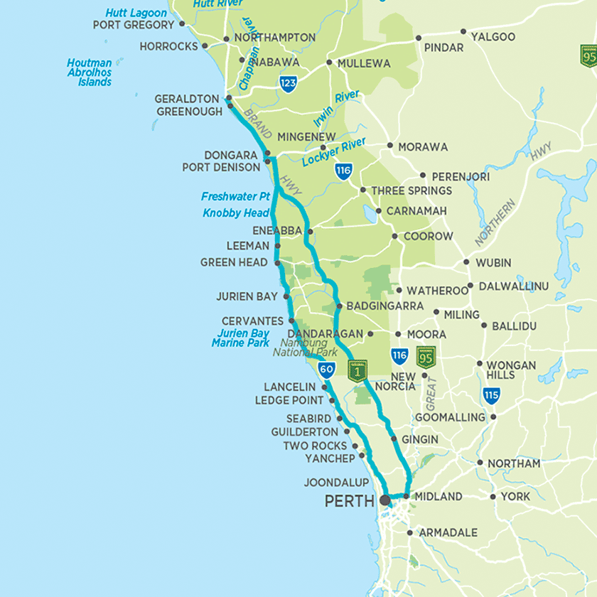 Coral coast WA self-drive map