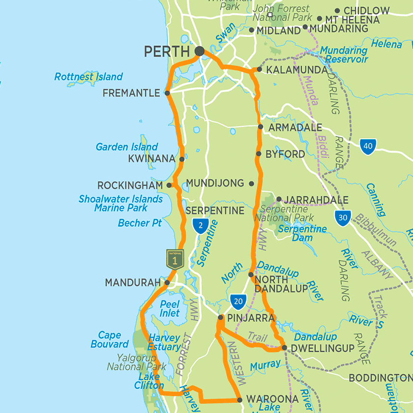 Perth self-drive map