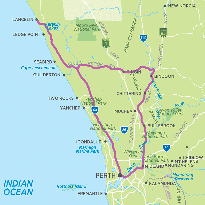 Perth self-drive map