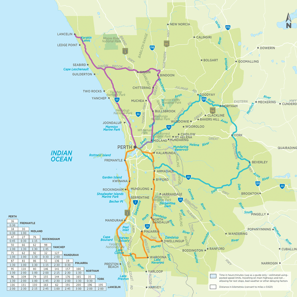 Perth WA self-drive map